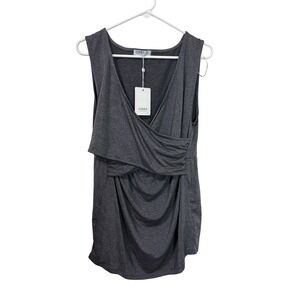 Vixara Maternity Sleeveless Wrap Front Draped Top Dark Grey XL NWT
